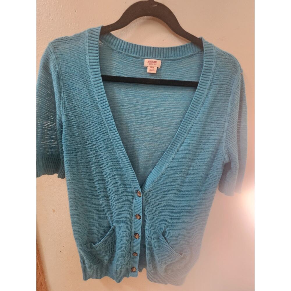 Teal Cardigan - Lightweight - Size Medium - Short Sleeve - Mossimo - Button Down - Picture 2 of 5